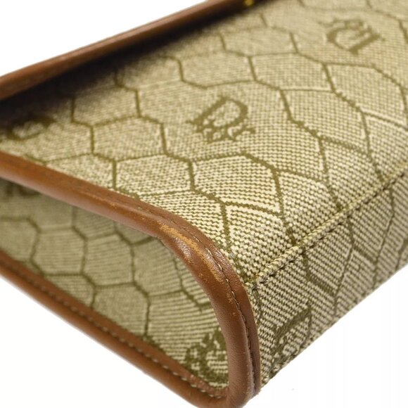 Christian Dior Honeycomb Pattern Clutch Bag Pouch Beige PVC - Picture 8 of 13